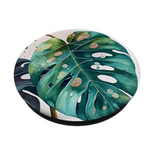 Philodendron Monstera Leaf Floral Foliage Vegetation Flowery PopSockets Standard PopGrip