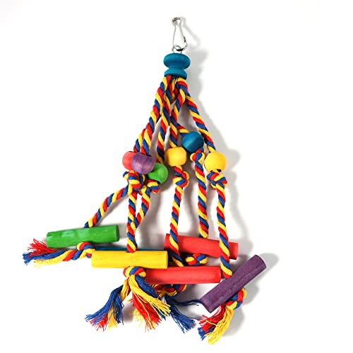 KAMOD Bird Chewing Toy Funny Cotton Rope Parrot Toy Bite Resistant Bird Tearing Toy Cockatiels Training Toy