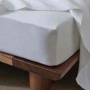 rumikafeb 100% linen 1pc fitted sheet 15 inch deep pocket mattress cover super soft and luxury feel linen sheet set size - twin , color - snow