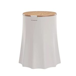 mfchy wood grain wood dustbin round desktop press cover trash can living room toilet kitchen garbage rubbish bin