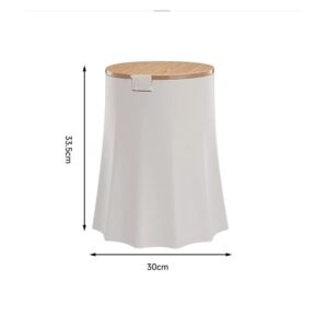 MFCHY Wood Grain Wood Dustbin Round Desktop Press Cover Trash Can Living Room Toilet Kitchen Garbage Rubbish Bin