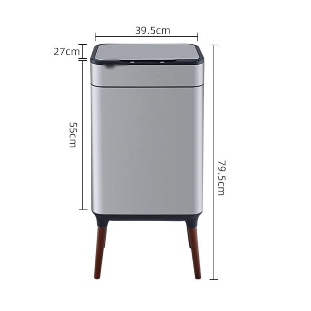 MFCHY Smart Sensor Trash Can Stainless Steel Rectangle Trash Bin High Foot Rubbish Bin Kitchen Sorting Garbage Can Automatic Waste Bin