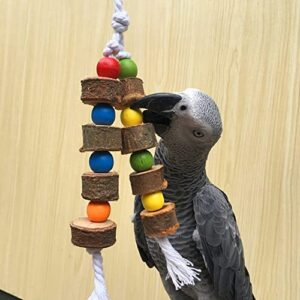 kamod natural wooden birds parrot colorful toys chew bite hanging cage balls two ropes