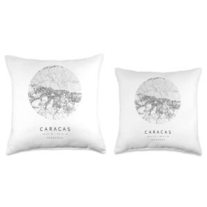 Venezuela Caracas Skyline Travel souvenir Venezuela Caracas Coordinates map Hometown Throw Pillow, 18x18, Multicolor