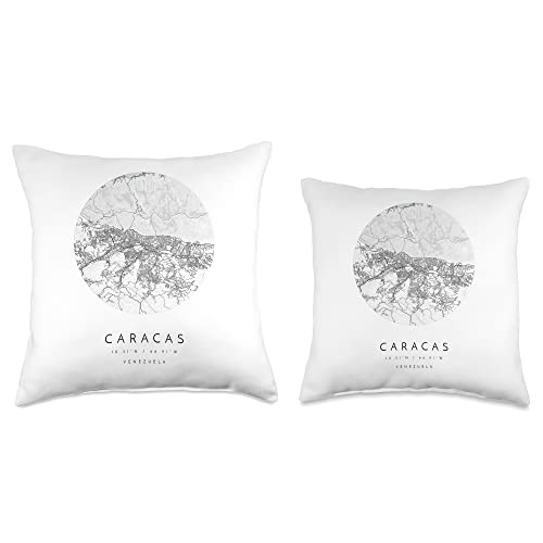 Venezuela Caracas Skyline Travel souvenir Venezuela Caracas Coordinates map Hometown Throw Pillow, 18x18, Multicolor