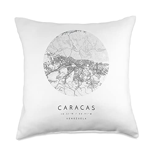 Venezuela Caracas Skyline Travel souvenir Venezuela Caracas Coordinates map Hometown Throw Pillow, 18x18, Multicolor