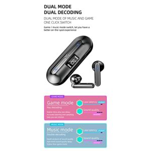 pstuiky Wireless Bluetooth Headset Binaural Digital Display Ultra-Thin Sport Music Stereo Portable Bluetooth Headset Ipx5 Waterproof Headphones 2023 (Black)