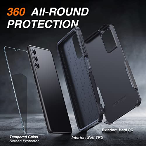 LK for Samsung Galaxy A13 5G Case, Galaxy A13 5G Case with Screen Protector, Dual Layer Heavy Duty Tough Rugged Shockproof Protective Phone Case for Samsung A13 5G, Black