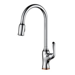 kitchen faucet with pull down sprayer swivel hot and cold water brass kitchen tap chrome plated