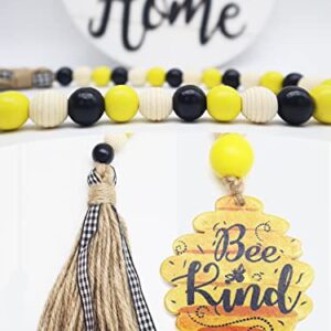 Wood Bead Garland with Tassel, Welcome Sign for Front Door, 2pcs