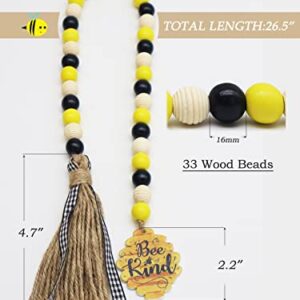 Wood Bead Garland with Tassel, Welcome Sign for Front Door, 2pcs