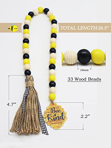 Wood Bead Garland with Tassel, Welcome Sign for Front Door, 2pcs