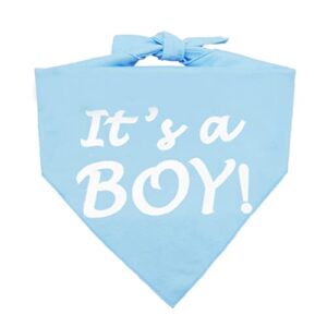 it’s a boy or it’s a girl dog bandana pregnancy announcement dog bandana baby announcement triangle pet scarf scarves gender reveal photo prop blue