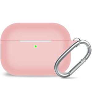 molova airpods pro 2nd/1st case cover with keychain and carabiner, full protective silicone skin accessories for women men with apple airpods pro 2nd/1st charging case,front led visible,（pink）
