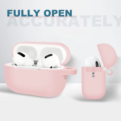 MOLOVA AirPods Pro 2nd/1st Case Cover with Keychain and Carabiner, Full Protective Silicone Skin Accessories for Women Men with Apple AirPods Pro 2nd/1st Charging Case,Front LED Visible,（Pink）