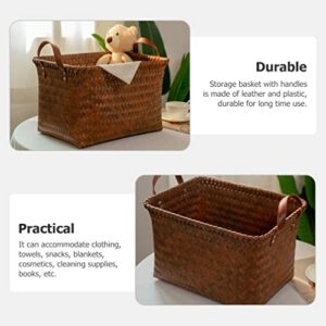 Cabilock Storage Baskets for Shelves Bread Basket Imitation Rattan Woven Basket Laundry Basket Laundry Holder Laundry Storage Basket Wicker Baskets Decoration Storage Containers