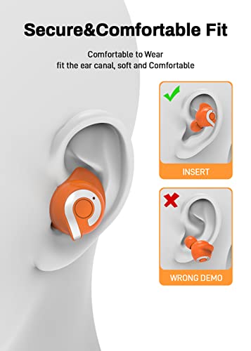 Open Ear Headphones Bluetooth Air Conduction Earphones, 48 Hours Playback with Charging Case, Ear Clips Buds Bluetooth Wreless Earbuds, Open Ear Earbuds for Workout Cycling Running Gym (Orange)