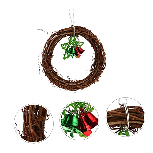 Budgie 3pcs with Branch Natural Supplies Toy Jingle Budgie Macaw Vine Wreath Swing Climbing Chewing Rattan Balls for Parakeet Hoop Ring Bells Parrot Accessories Bird Cockatoo Cage