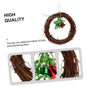 Budgie 3pcs with Branch Natural Supplies Toy Jingle Budgie Macaw Vine Wreath Swing Climbing Chewing Rattan Balls for Parakeet Hoop Ring Bells Parrot Accessories Bird Cockatoo Cage