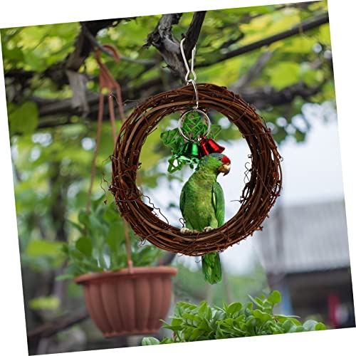 Budgie 3pcs with Branch Natural Supplies Toy Jingle Budgie Macaw Vine Wreath Swing Climbing Chewing Rattan Balls for Parakeet Hoop Ring Bells Parrot Accessories Bird Cockatoo Cage