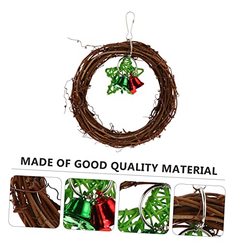 Budgie 3pcs with Branch Natural Supplies Toy Jingle Budgie Macaw Vine Wreath Swing Climbing Chewing Rattan Balls for Parakeet Hoop Ring Bells Parrot Accessories Bird Cockatoo Cage