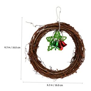 Budgie 3pcs with Branch Natural Supplies Toy Jingle Budgie Macaw Vine Wreath Swing Climbing Chewing Rattan Balls for Parakeet Hoop Ring Bells Parrot Accessories Bird Cockatoo Cage