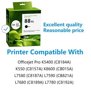 88XL Black Ink Cartridge | Replacement for HP 88XL Ink Cartridges Black Works with Pro K5300 K5400 K5456z K550 K550dtn K550dtwn K8600 K8600dn L7380 L7480 L7500 L7550 L7555 L7580 Printer | C9396AN