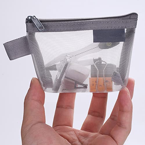 NUTSE 2023 New Portable Mesh Storage Bag, 6 Pieces Mesh Zipper Pouch, Mini Mesh Pouch Coin Purse, Multi-Purpose Small Storage Bag for Home Office Travel Accessories Organizer (Three Colors)