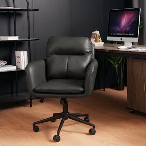 sepnine modern executive office chair,pu leather ergonomic computer desk chair with pillow pad,adjustable tilt lock swivel rolling chair for adult,adjustable back 16°