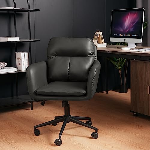 Sepnine Modern Executive Office Chair,PU Leather Ergonomic Computer Desk Chair with Pillow Pad,Adjustable Tilt Lock Swivel Rolling Chair for Adult,Adjustable Back 16°