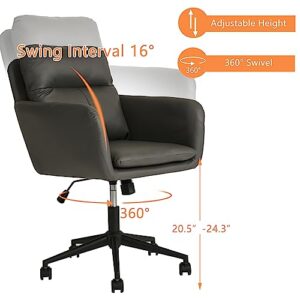 Sepnine Modern Executive Office Chair,PU Leather Ergonomic Computer Desk Chair with Pillow Pad,Adjustable Tilt Lock Swivel Rolling Chair for Adult,Adjustable Back 16°