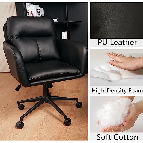 Sepnine Modern Executive Office Chair,PU Leather Ergonomic Computer Desk Chair with Pillow Pad,Adjustable Tilt Lock Swivel Rolling Chair for Adult,Adjustable Back 16°