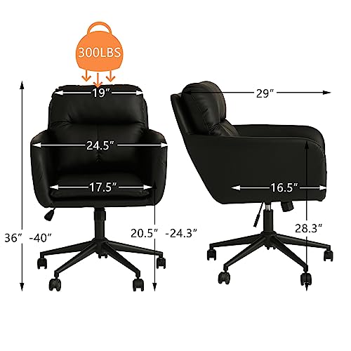 Sepnine Modern Executive Office Chair,PU Leather Ergonomic Computer Desk Chair with Pillow Pad,Adjustable Tilt Lock Swivel Rolling Chair for Adult,Adjustable Back 16°