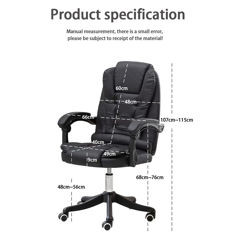 TJLSS Boss Chair Office Chair Ergonomic Soft and Comfortable Office Home Computer Chair Fixed arm Swivel Chair
