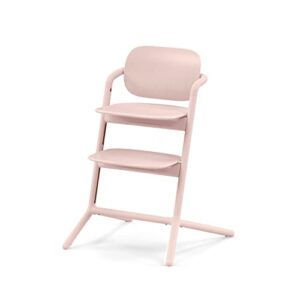 cybex lemo 2 high chair system, grows with child up to 209 lbs, one-hand height and depth adjustment, anti-tip wheels safety feature - pearl pink