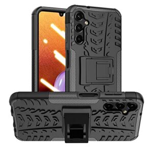 folice for galaxy a14 5g case, [heavy duty][shockproof] soft rubber hard pc tough dual layer protective case with kickstand for samsung galaxy a14 5g (black)