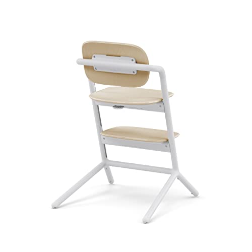 CYBEX LEMO 2 High Chair System, Grows with Child up to 209 lbs, One-Hand Height and Depth Adjustment, Anti-Tip Wheels Safety Feature - Sand White