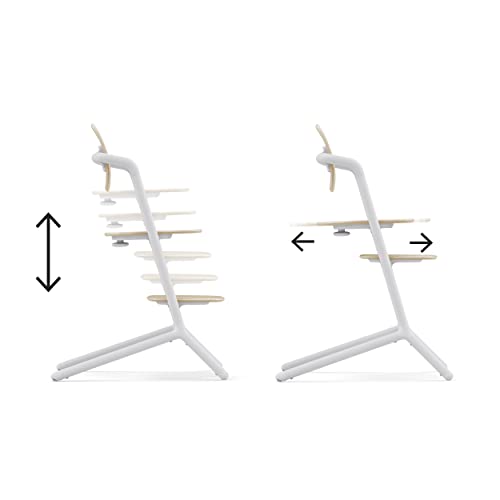 CYBEX LEMO 2 High Chair System, Grows with Child up to 209 lbs, One-Hand Height and Depth Adjustment, Anti-Tip Wheels Safety Feature - Sand White