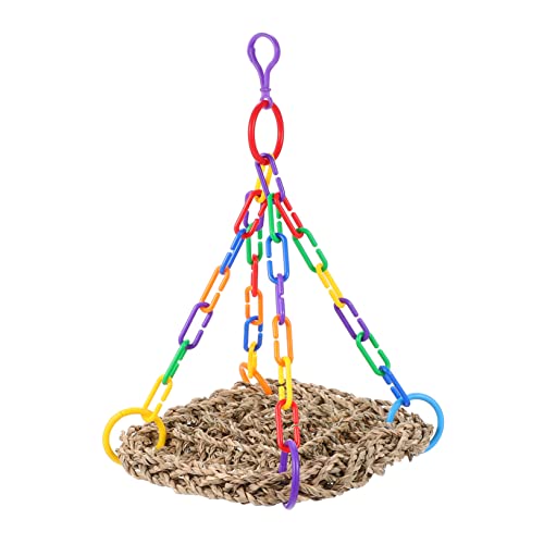 Ipetboom Ladder Cage Parakeet Mat Parakeets Swing for Cockatiel Net Rope Foraging Conure Toy Seagrass Climbing Supply Parrots Parrot Perch Chew Stand Swings Hooks Toys Woven