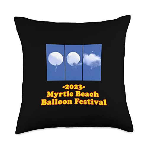 China Spy Balloon Meme Humor 2023 Myrtle Beach Balloon Festival Throw Pillow, 18x18, Multicolor