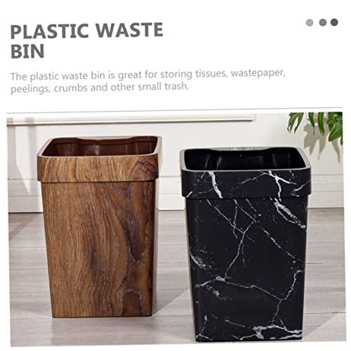 Zerodeko Garbage Waste Paper Rectangular Home Bin Household Square - Basket Office Room Kitchen Grain/Marble Coffee Container Plastic Imitation Bucket L Wastepaper Small Capacity Large