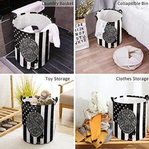 Laundry Baskets African Woman Collapsible Clothes Hamper Black Girl American Flag Foldable Freestanding Laundry Hamper with Handle Storage Basket for Laundry 16.5x17in