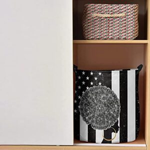 Laundry Baskets African Woman Collapsible Clothes Hamper Black Girl American Flag Foldable Freestanding Laundry Hamper with Handle Storage Basket for Laundry 16.5x17in