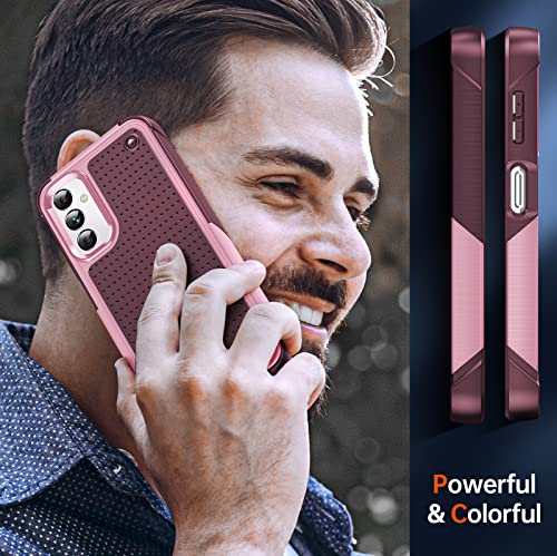 LeYi for Samsung Galaxy A14 5G Case: Samsung A14 5G Case with 2 Pack Screen Protectors, Dual Layer Protective PC Back & Soft Bumper Resilient Shock Absorb Case Cover for Samsung A 14 5G, Red Pink