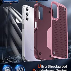 LeYi for Samsung Galaxy A14 5G Case: Samsung A14 5G Case with 2 Pack Screen Protectors, Dual Layer Protective PC Back & Soft Bumper Resilient Shock Absorb Case Cover for Samsung A 14 5G, Red Pink