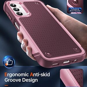 LeYi for Samsung Galaxy A14 5G Case: Samsung A14 5G Case with 2 Pack Screen Protectors, Dual Layer Protective PC Back & Soft Bumper Resilient Shock Absorb Case Cover for Samsung A 14 5G, Red Pink