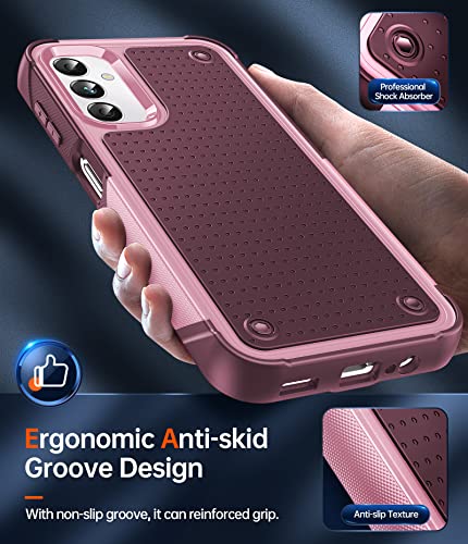 LeYi for Samsung Galaxy A14 5G Case: Samsung A14 5G Case with 2 Pack Screen Protectors, Dual Layer Protective PC Back & Soft Bumper Resilient Shock Absorb Case Cover for Samsung A 14 5G, Red Pink