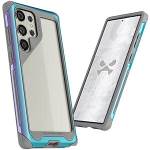 ghostek atomic slim samsung galaxy s23 ultra phone case with clear back and iridescent aluminum bumper s-pen stylus cutout shockproof phone cover designed for 2022 samsung s23 ultra (6.8") (prismatic)