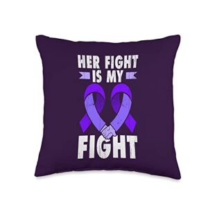 sexual assault and domestic violence awareness support for victims of domestic violence, purple ribbons throw pillow, 16x16, multicolor