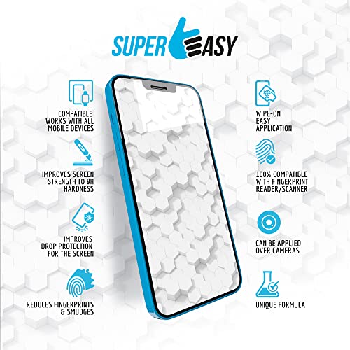 SUPER EASY Liquid Glass Screen Protector - Wipe On Scratch and Shatter Resistant Oleophobic Nano Protection for All Phones Tablets Smart Watches Universal